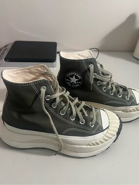 Converse High Top Canvas Sneakers in Olive